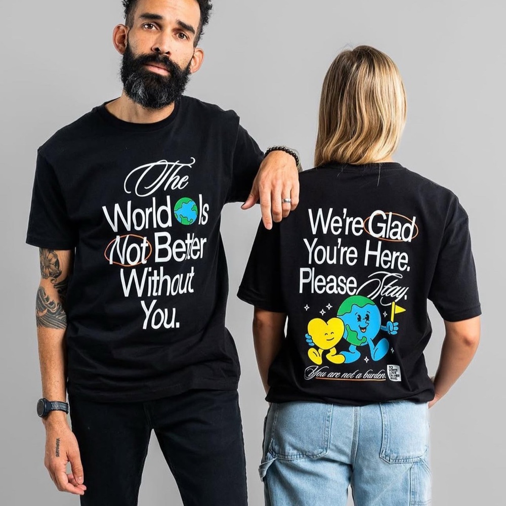 To Write Love On Her Arms GLAD YOU'RE HERE SHIRT Unisex size M TWLOHA prevention